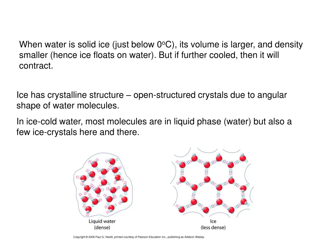 when water is solid ice just below