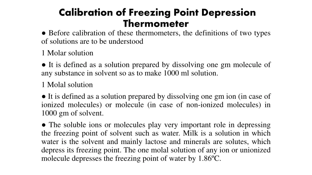 calibration of freezing point depression