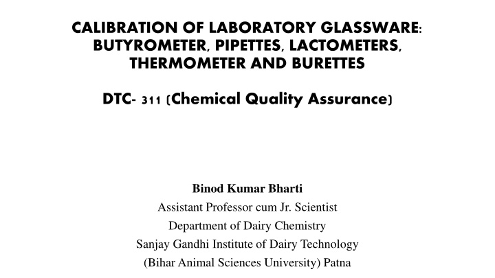 calibration of laboratory glassware butyrometer