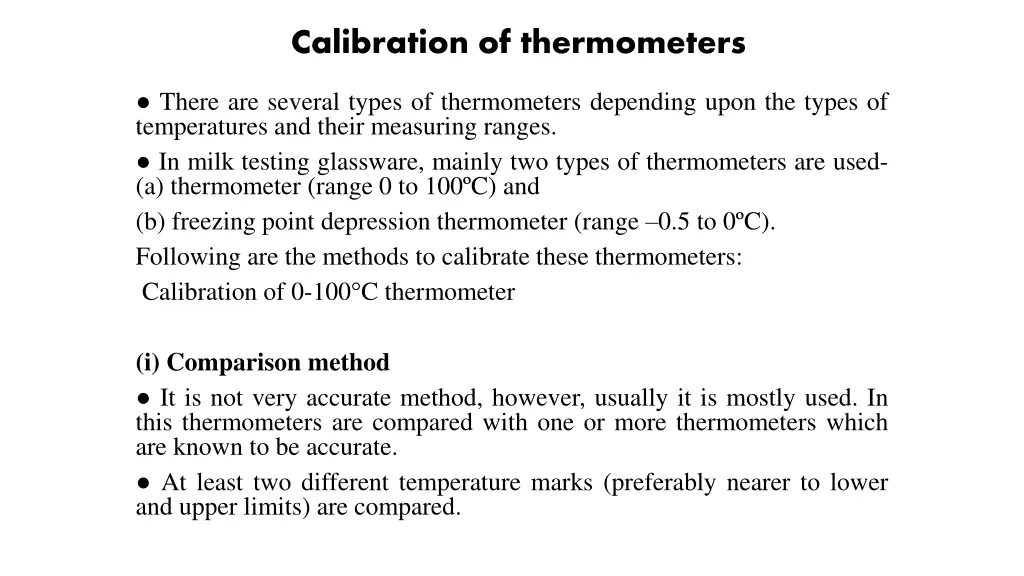 calibration of thermometers