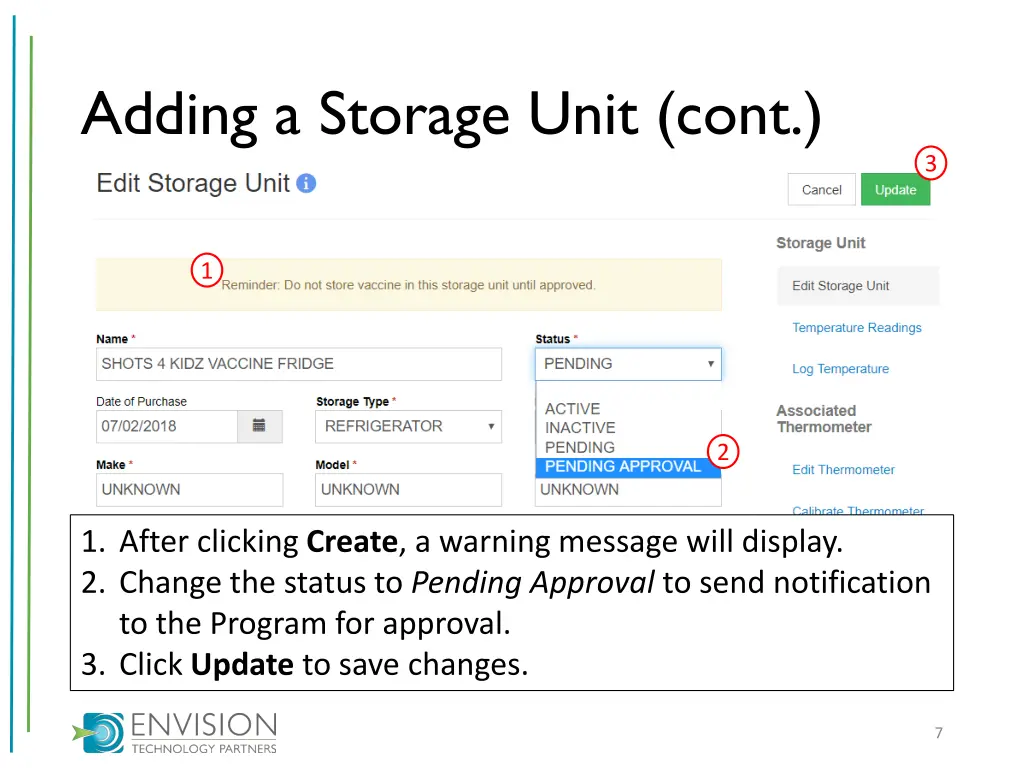 adding a storage unit cont