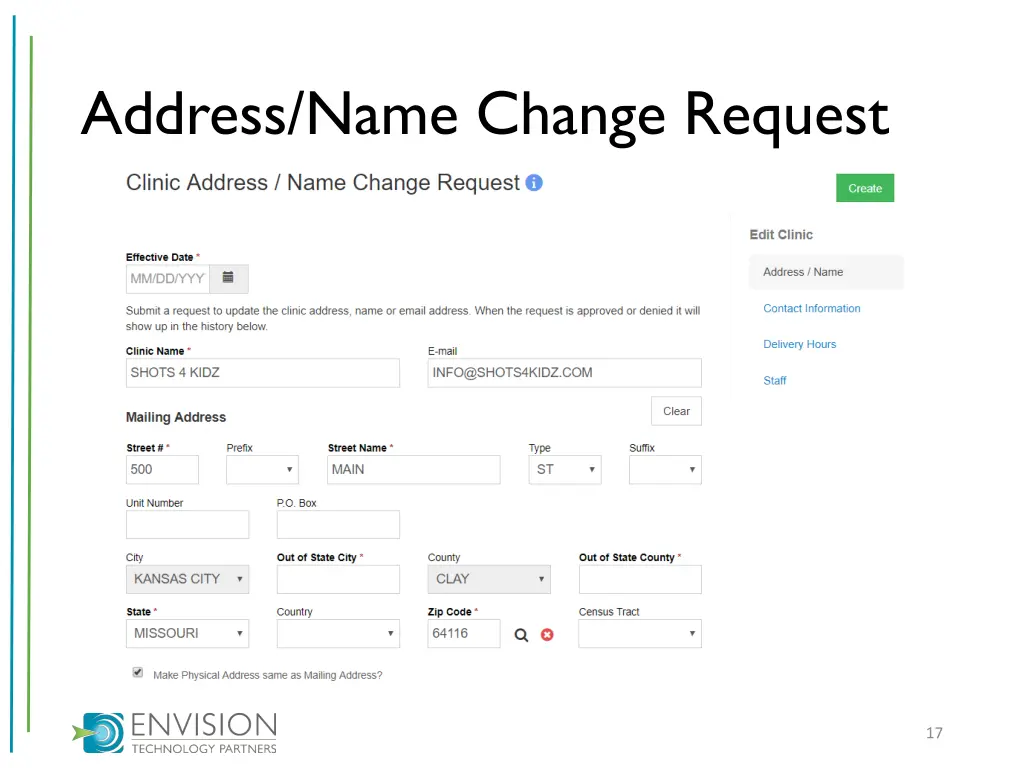 address name change request