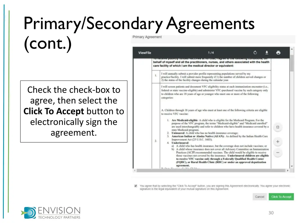 primary secondary agreements cont