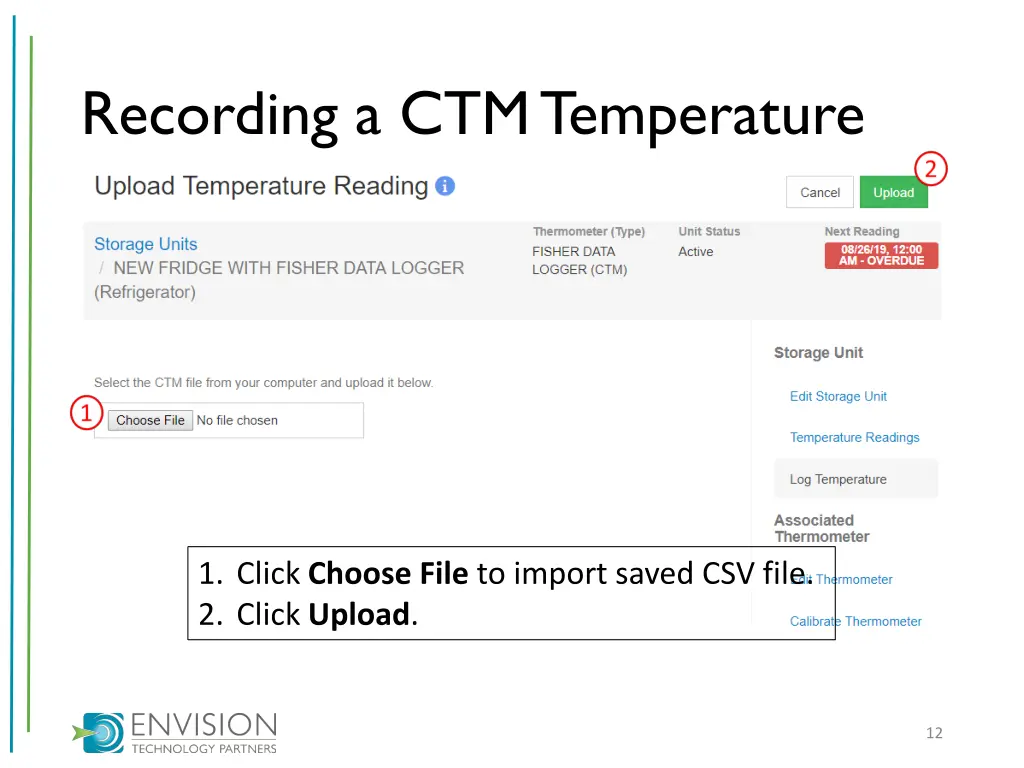 recording a ctm temperature