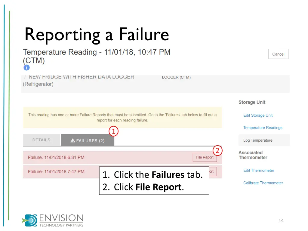 reporting a failure