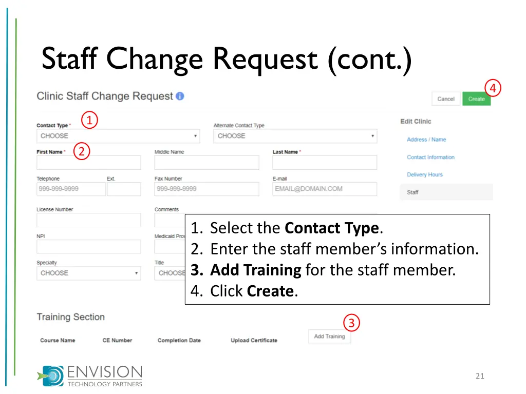 staff change request cont