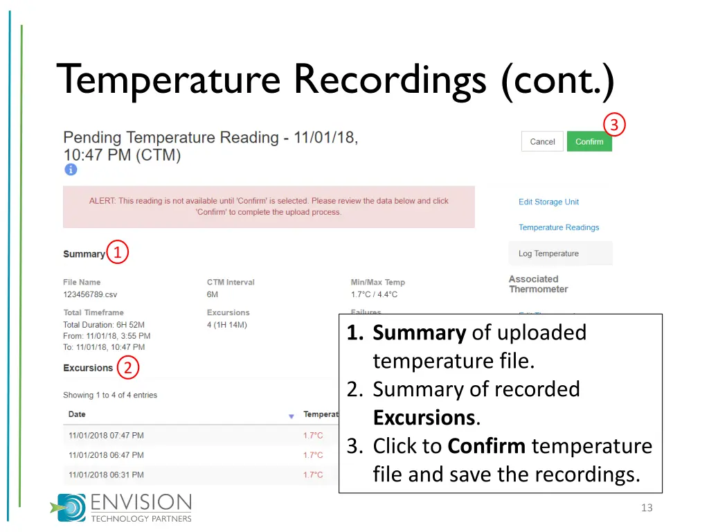 temperature recordings cont