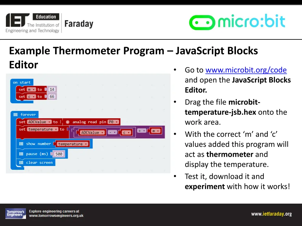 example thermometer program javascript blocks