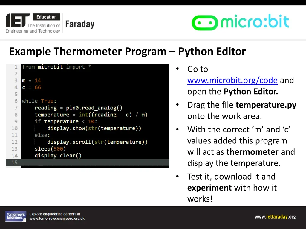 example thermometer program python editor