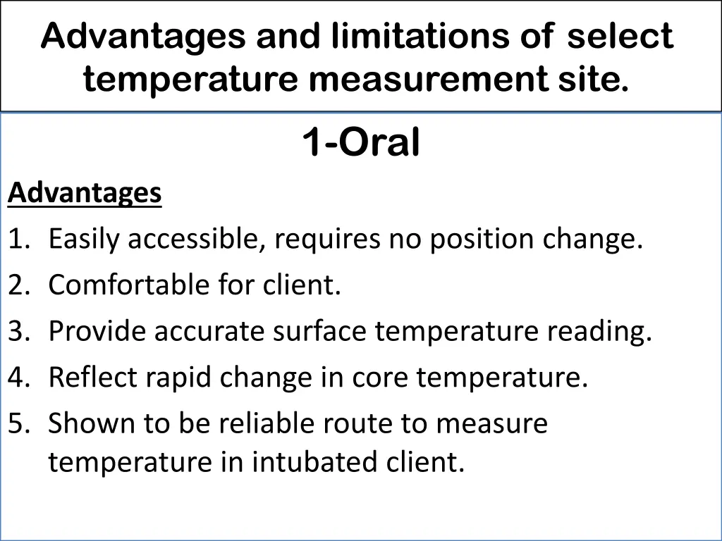 advantages and limitations of select temperature