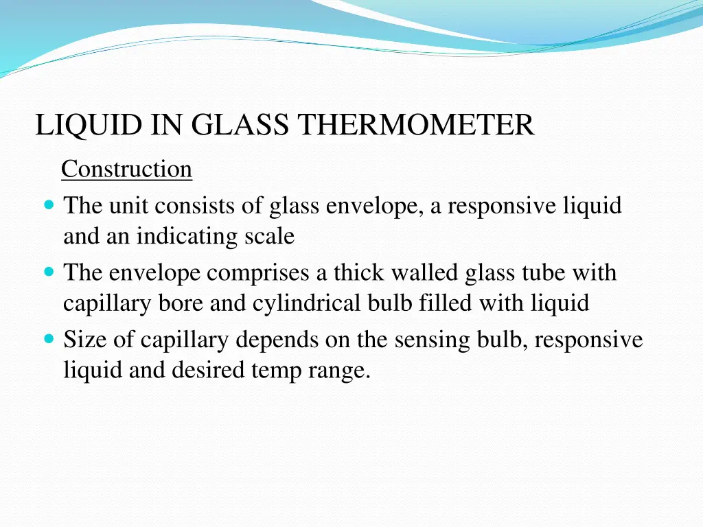 liquid in glass thermometer construction the unit