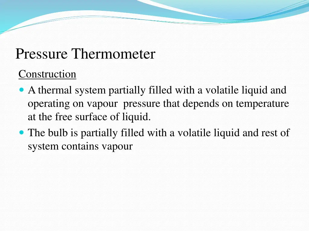 pressure thermometer construction a thermal