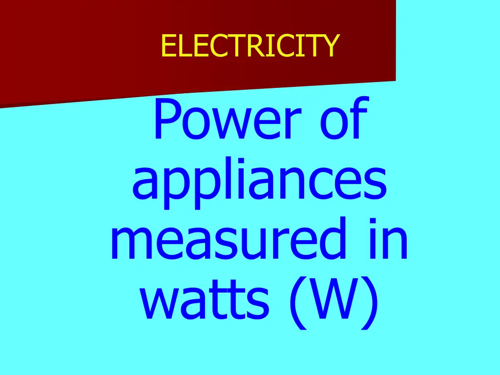 electricity power of appliances measured in watts