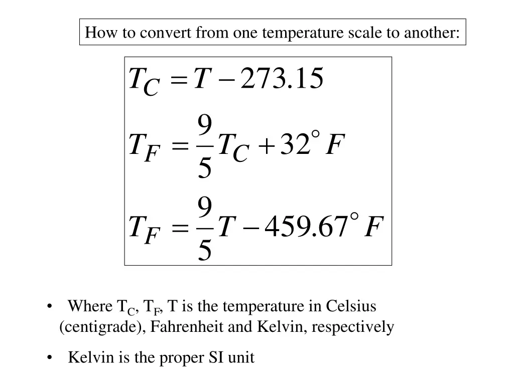 how to convert from one temperature scale