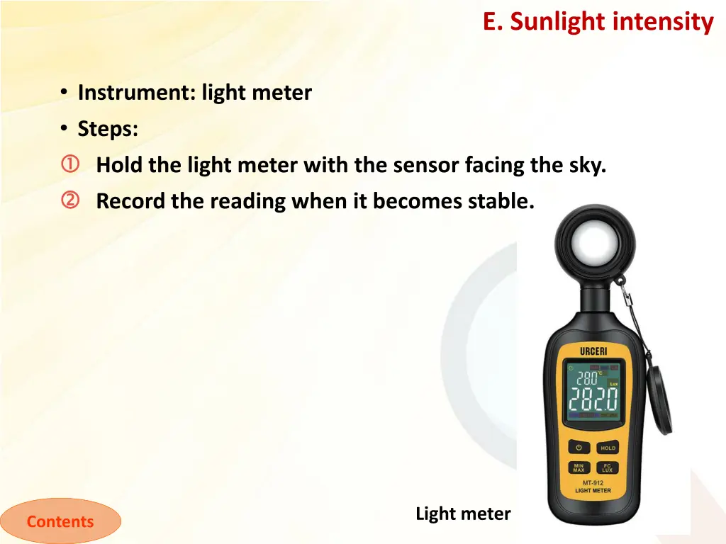 e sunlight intensity