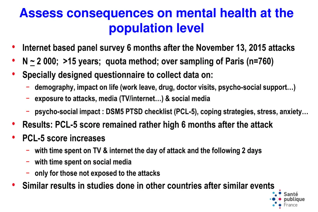 assess consequences on mental health