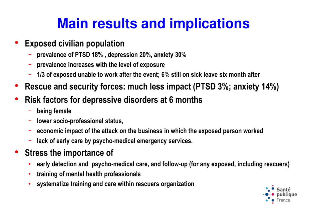 main results and implications exposed civilian