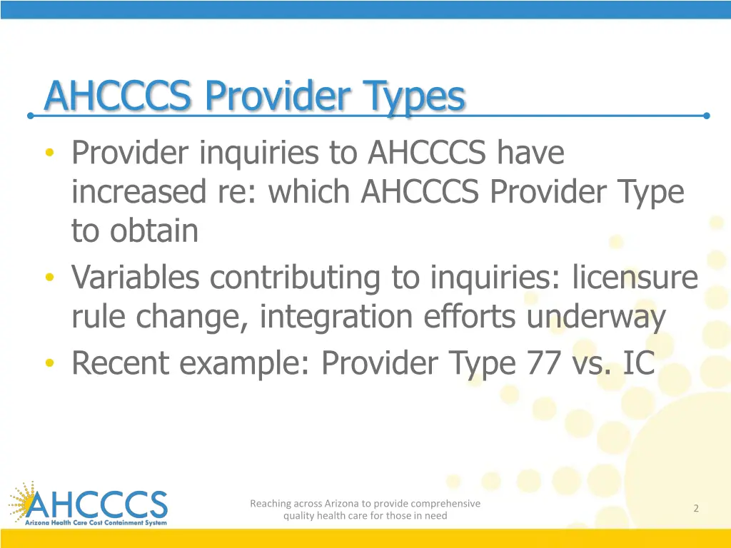 ahcccs provider types provider inquiries