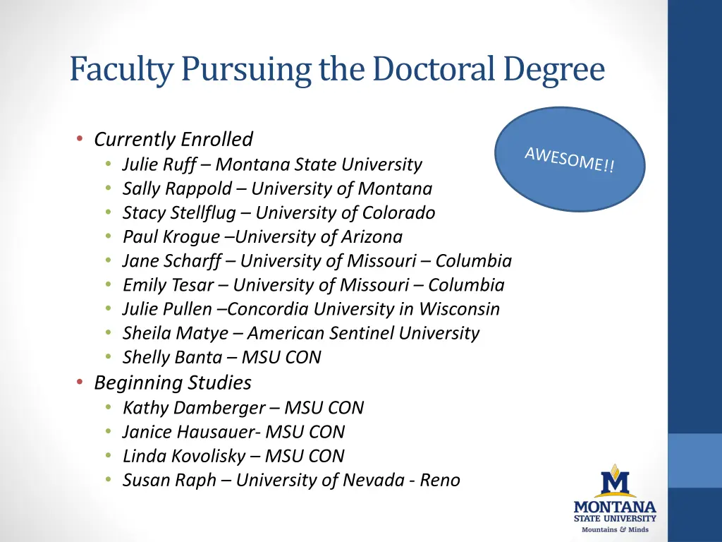 faculty pursuing the doctoral degree