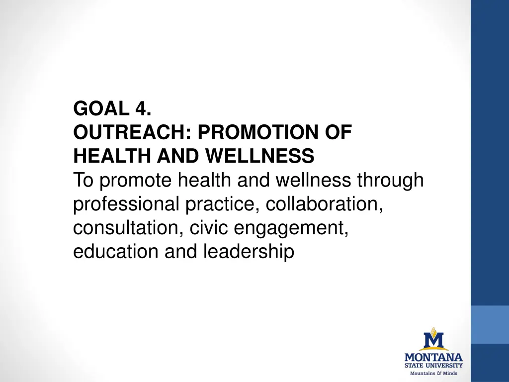 goal 4 outreach promotion of health and wellness