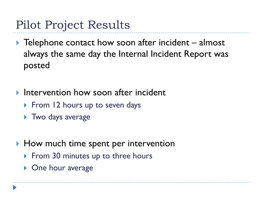 pilot project results 2