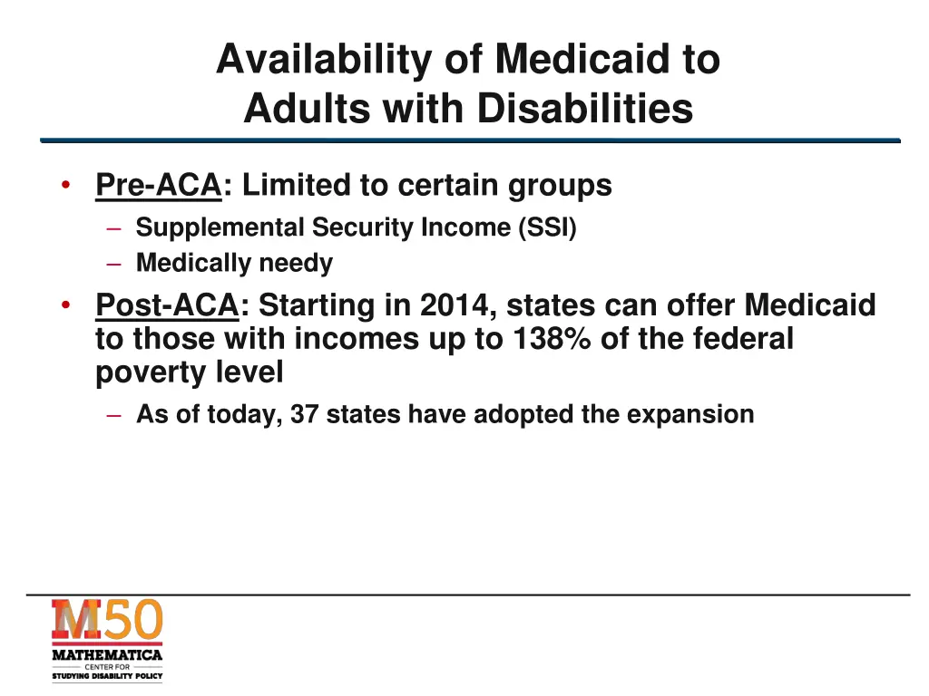 availability of medicaid to adults with