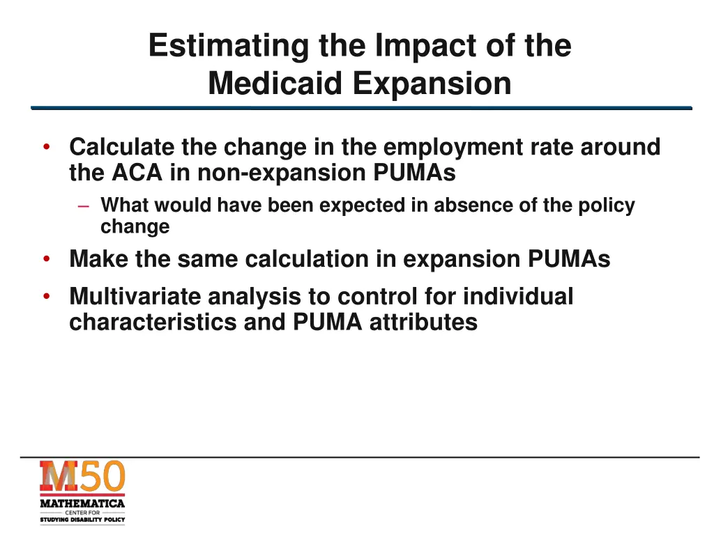 estimating the impact of the medicaid expansion