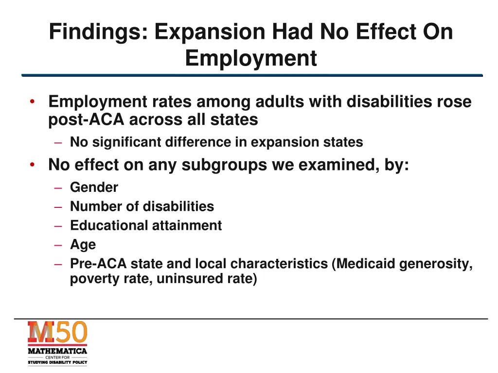 findings expansion had no effect on employment