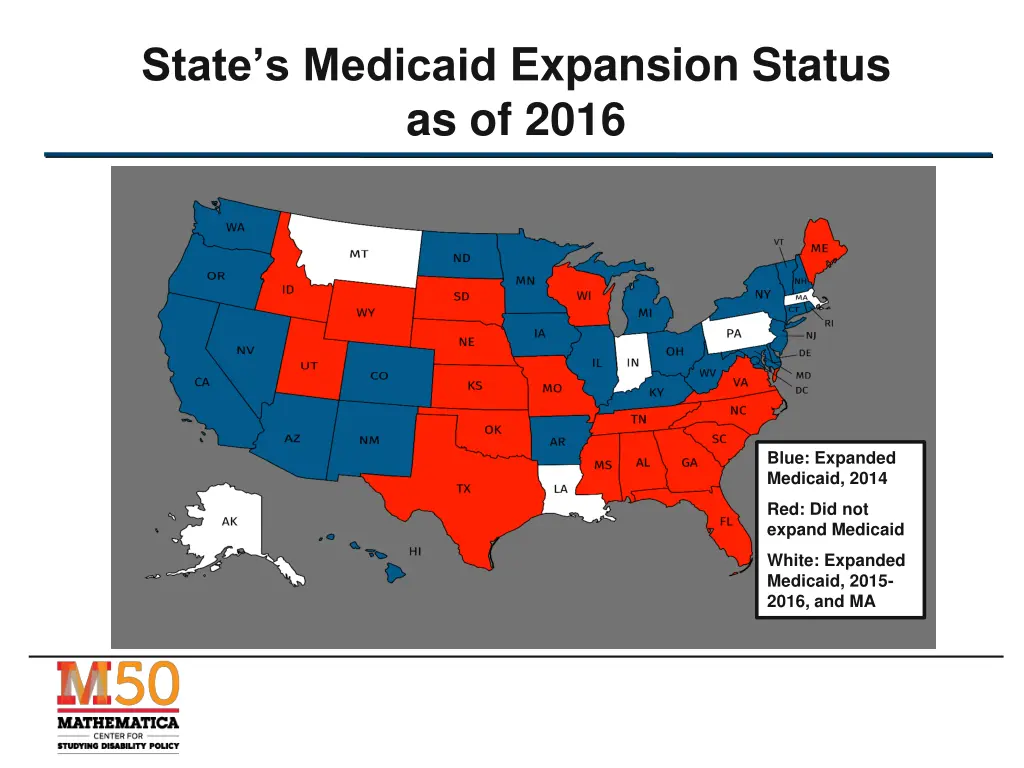 state s medicaid expansion status as of 2016