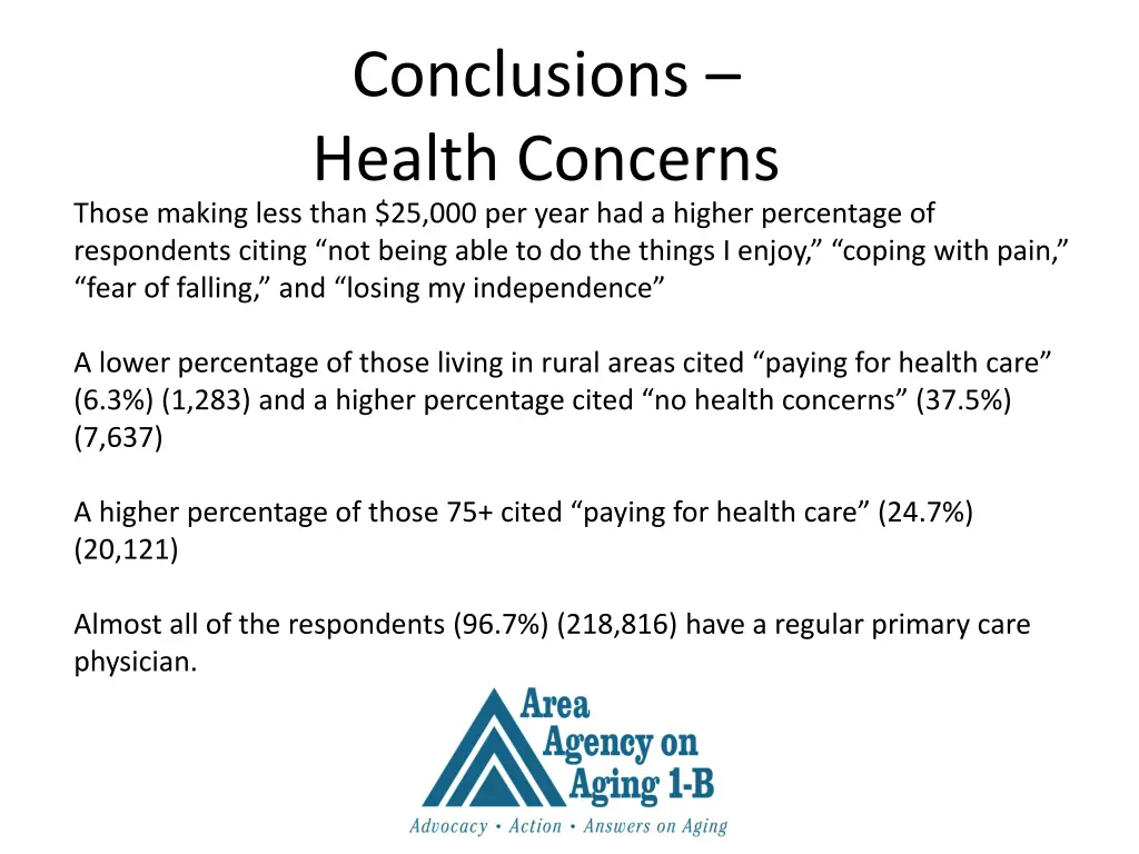 conclusions health concerns those making less