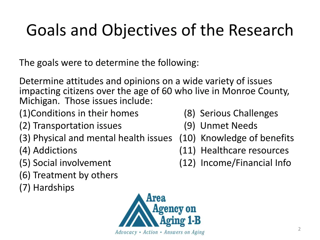 goals and objectives of the research