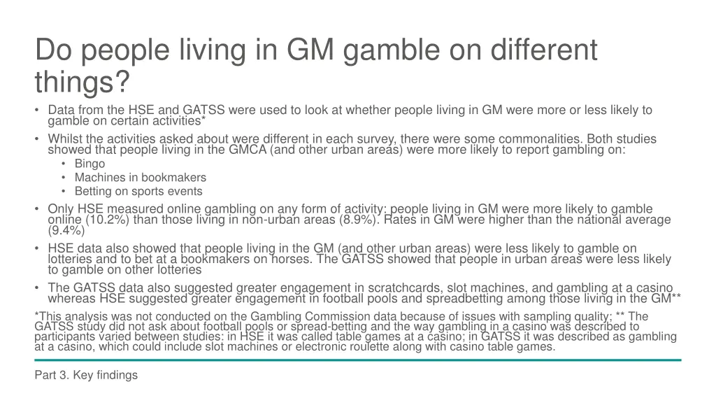 do people living in gm gamble on different things