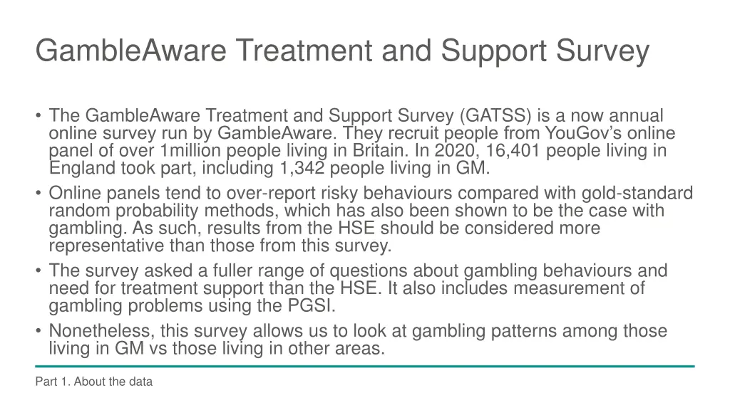 gambleaware treatment and support survey