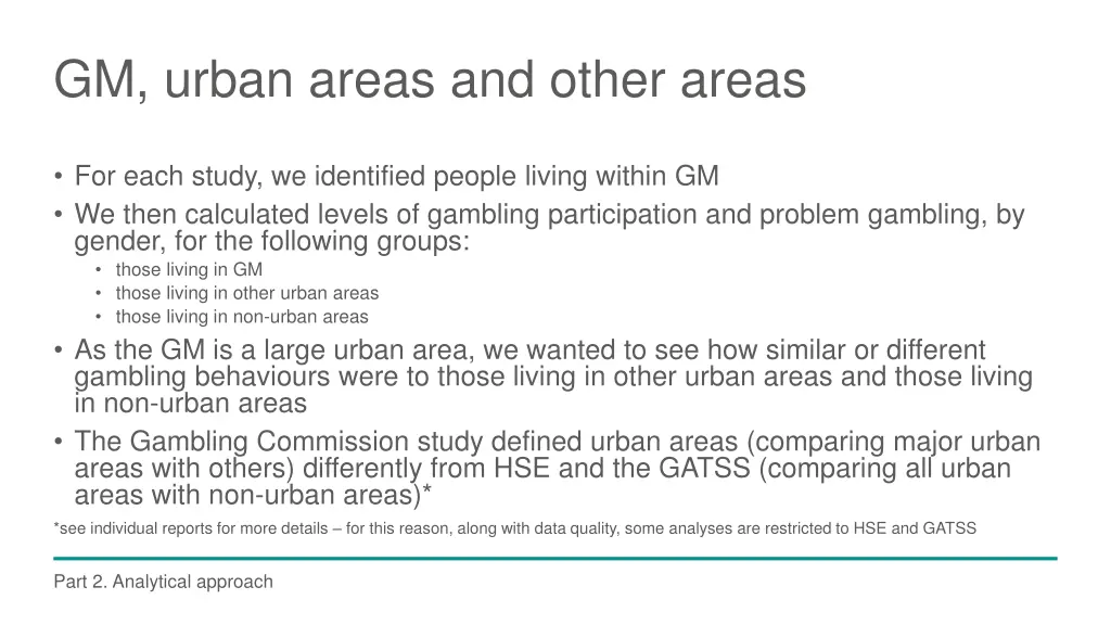 gm urban areas and other areas