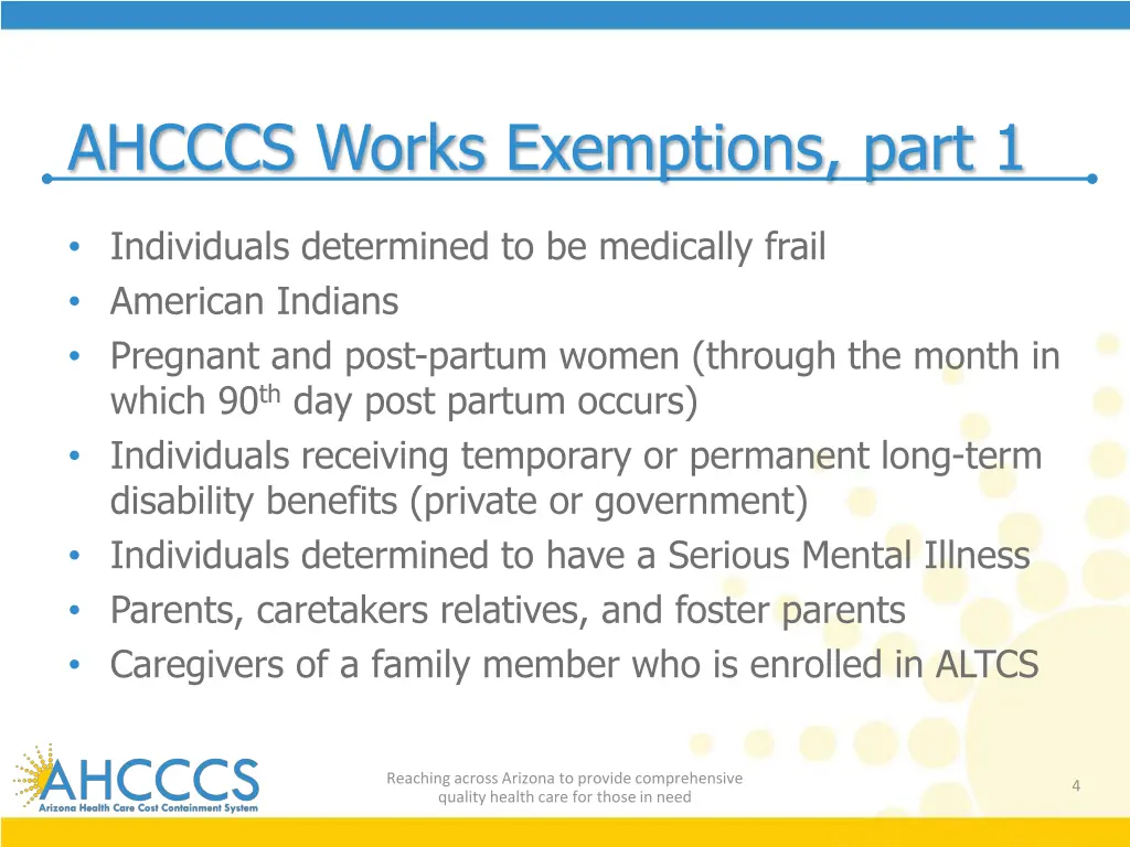 ahcccs works exemptions part 1