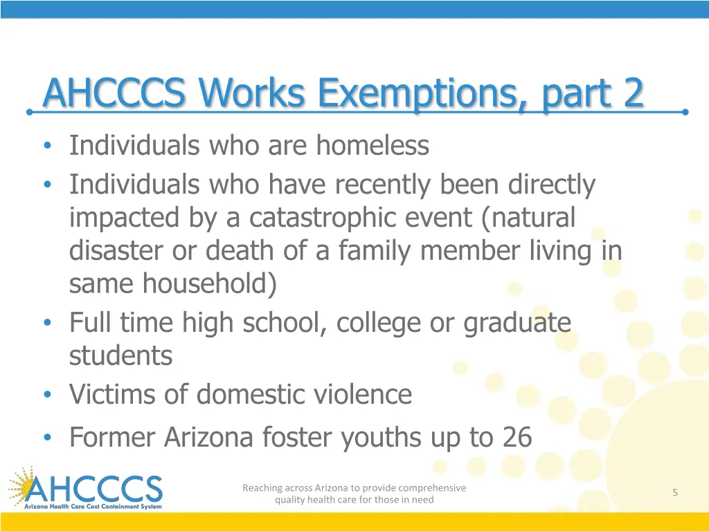 ahcccs works exemptions part 2 individuals