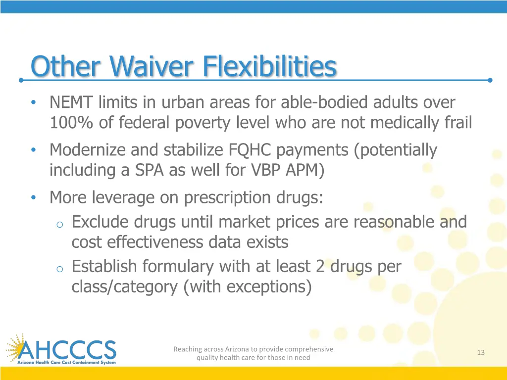 other waiver flexibilities