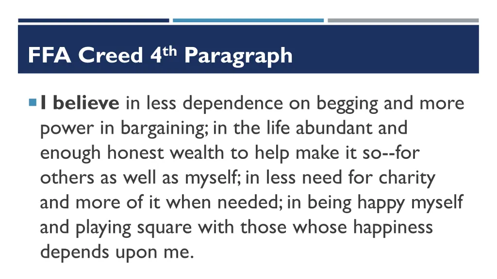 ffa creed 4 th paragraph 1