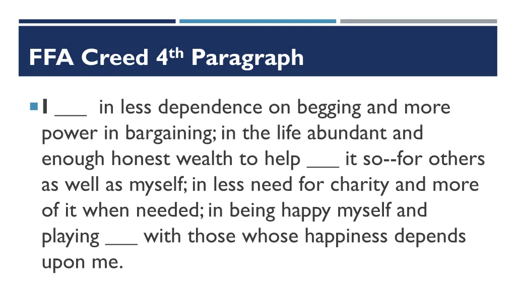 ffa creed 4 th paragraph 2