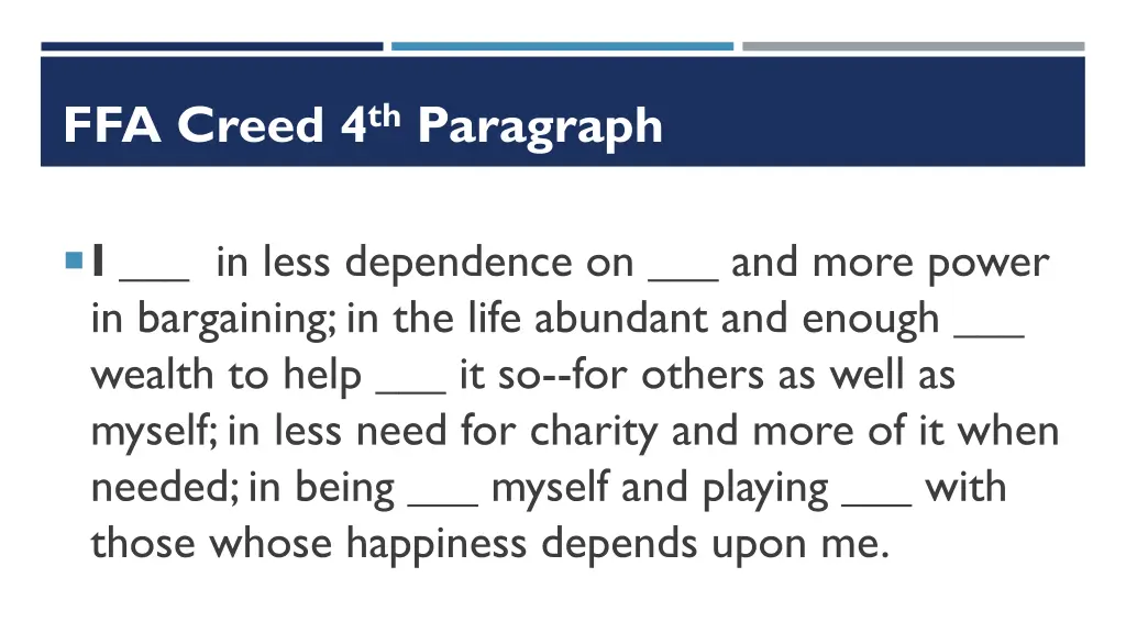 ffa creed 4 th paragraph 3