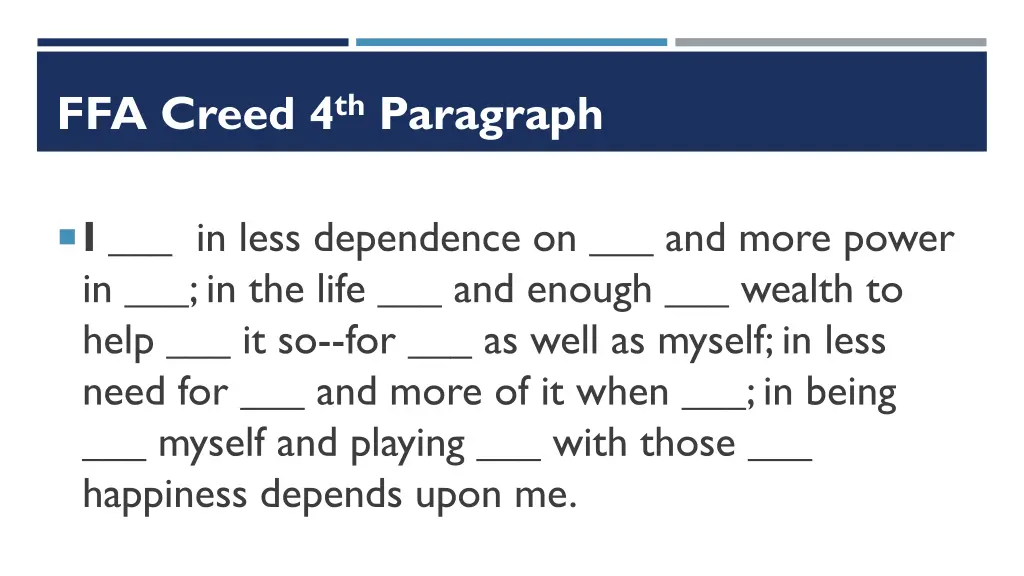 ffa creed 4 th paragraph 5