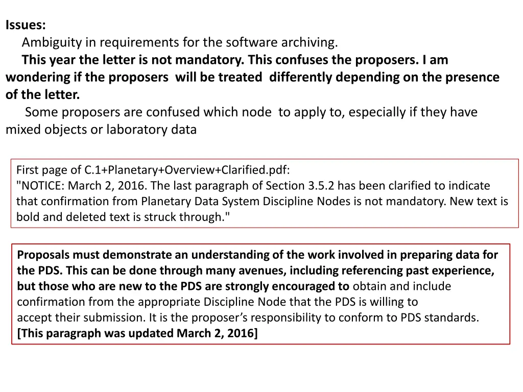 issues ambiguity in requirements for the software 1