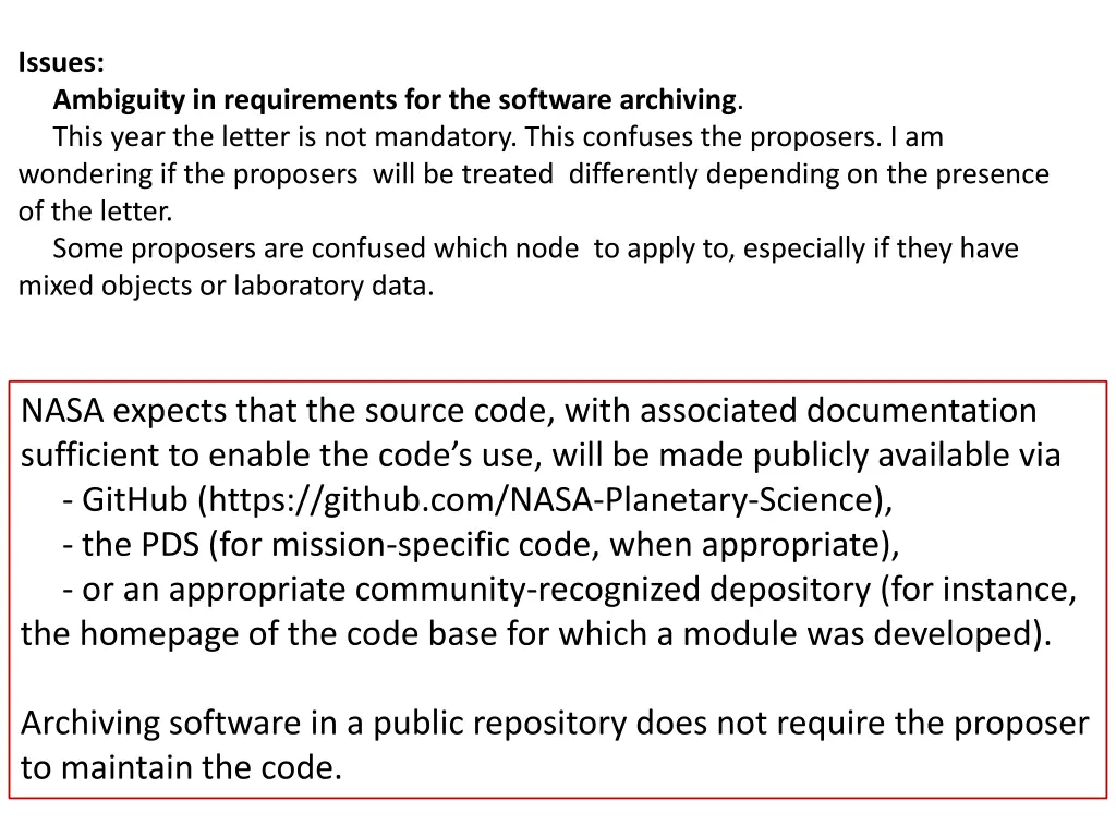 issues ambiguity in requirements for the software