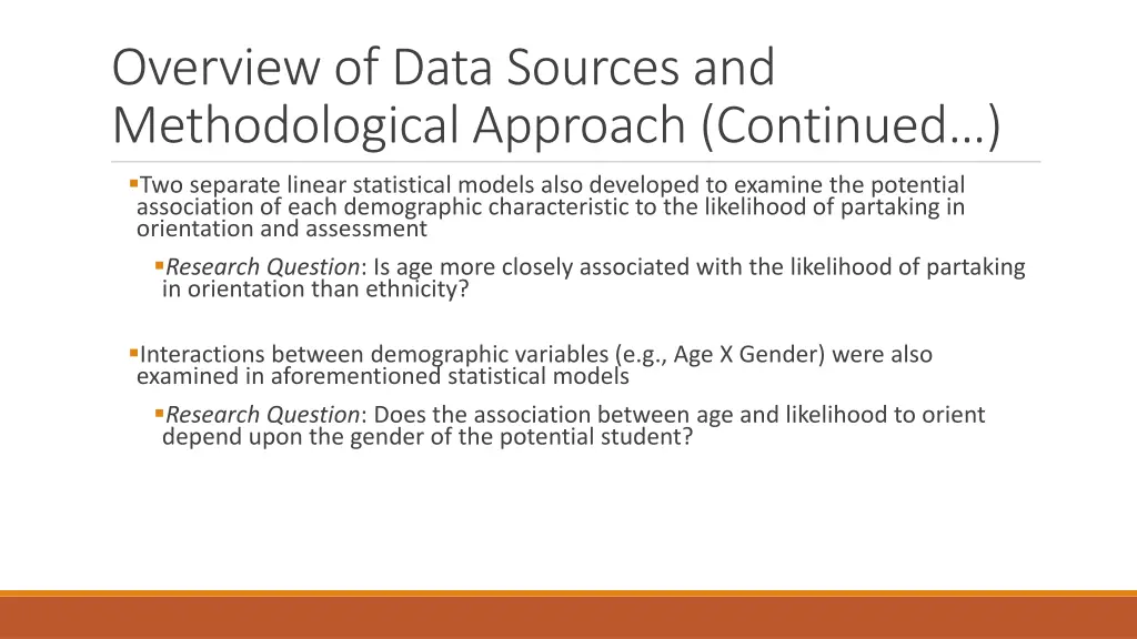 overview of data sources and methodological 2