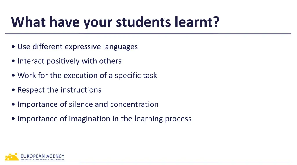 what have your students learnt