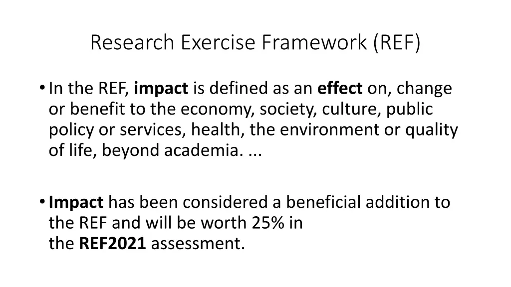 research exercise framework ref