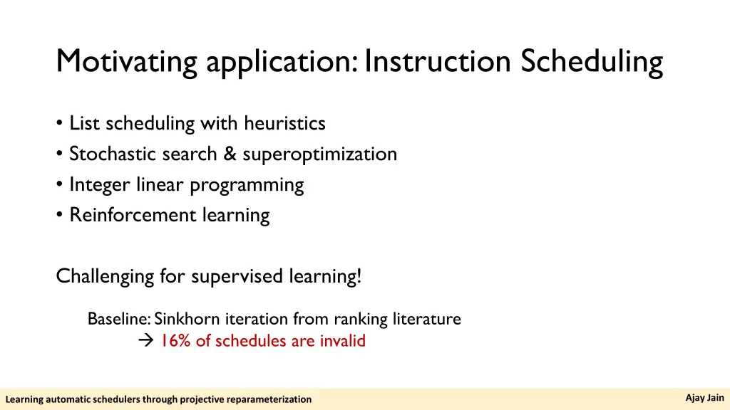 motivating application instruction scheduling 1