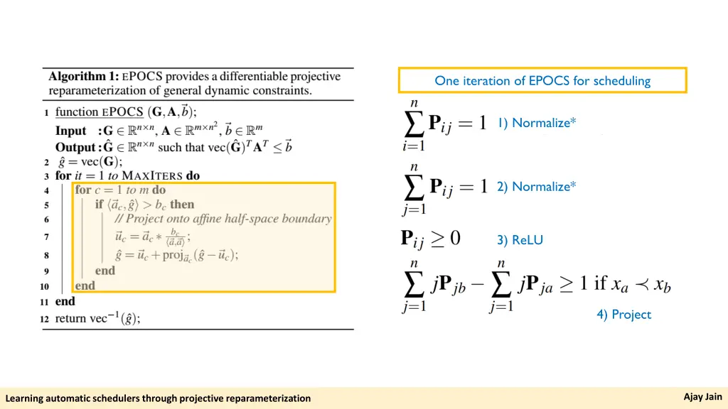 one iteration of epocs for scheduling