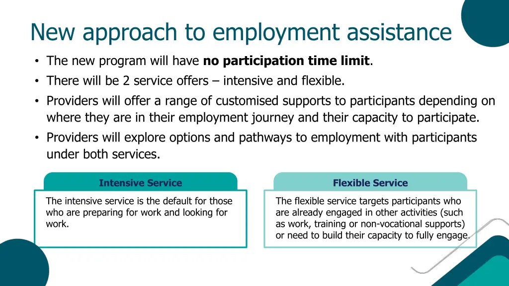 new approach to employment assistance