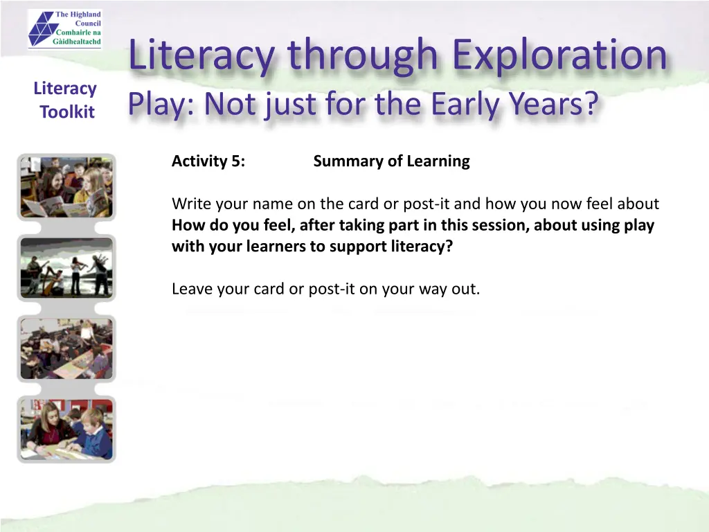 literacy through exploration play not just 8